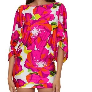 New Trina Turk bloom Boatneck Cover Up Tunic
